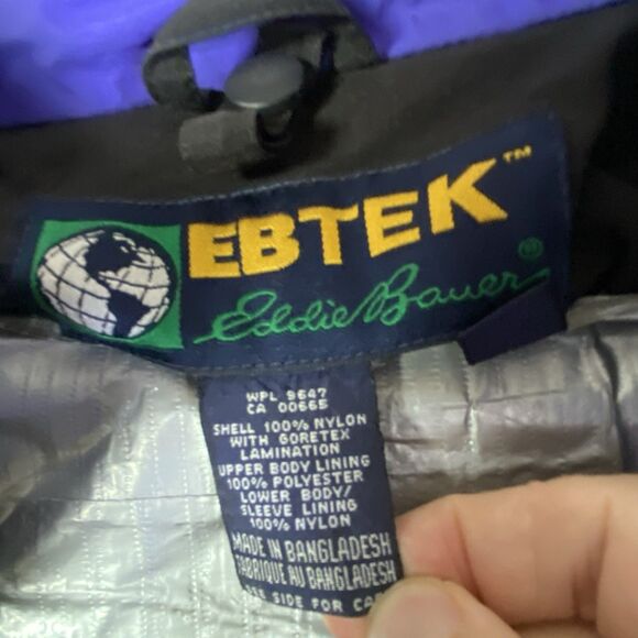 Eddie Bauer Ebtek Goretex Jacket  Nylon Coat Mens Medium Green Blue Full Zip - Picture 11 of 16